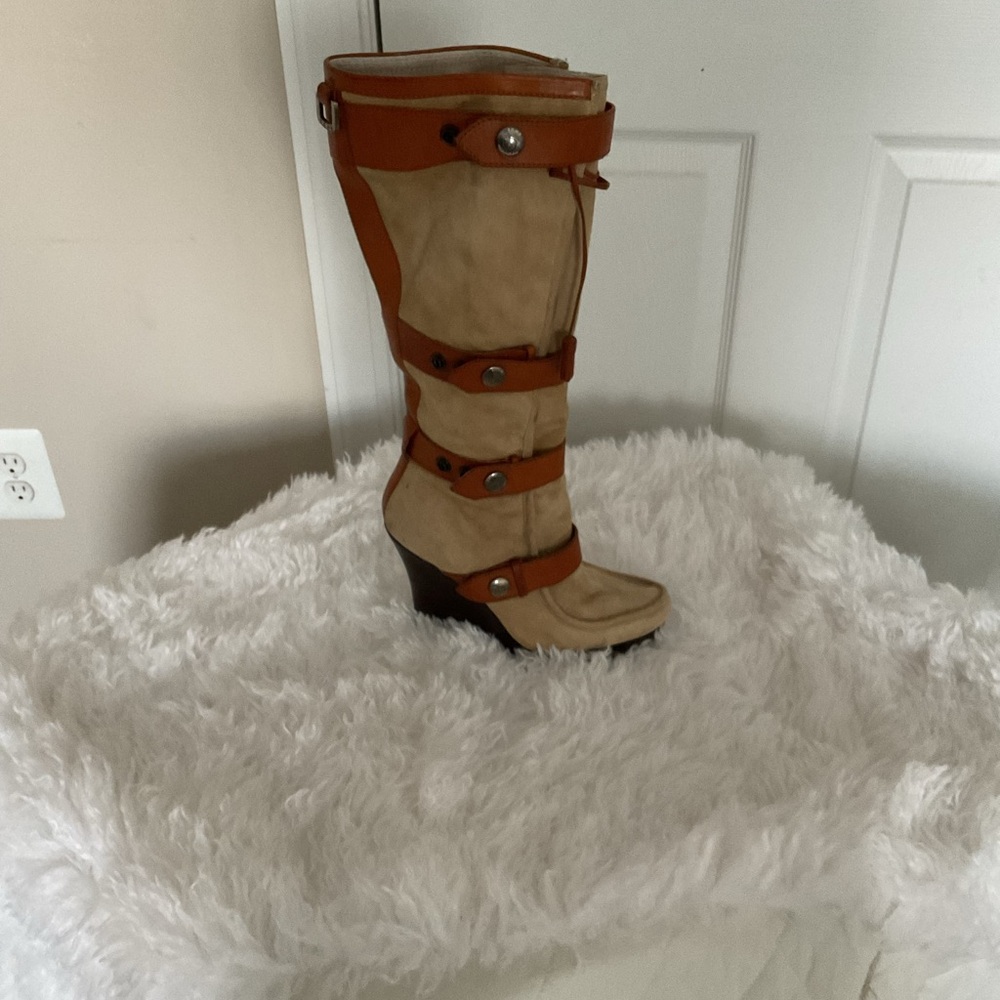 Stylish Tan and Cream L.A.M.B Women's Boots